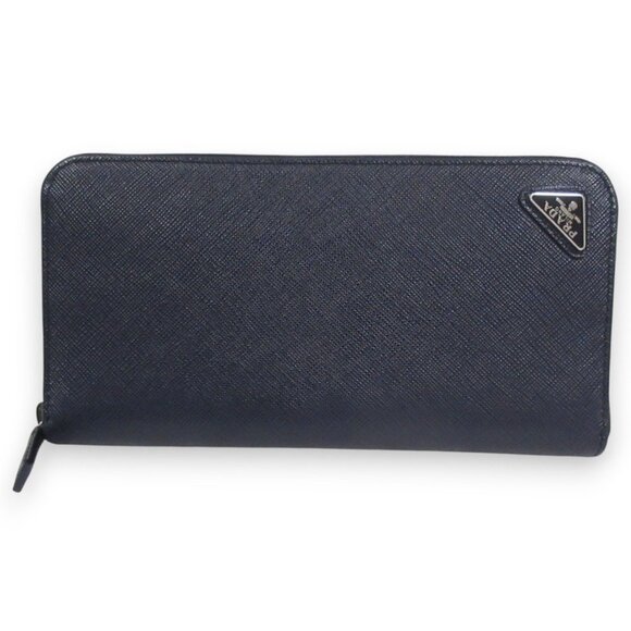 PRADA Navy Leather Saffiano Wallet - Picture 1 of 14